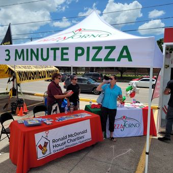 The Pizzaforno tent for the Ronald McDonald charity event.