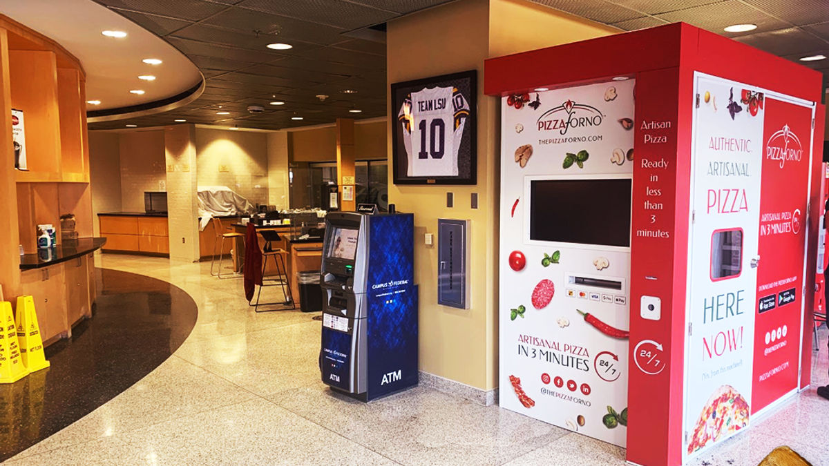 An indoor PizzaForno automated pizzeria located in the New Orleans VA Medical Center at LSU.