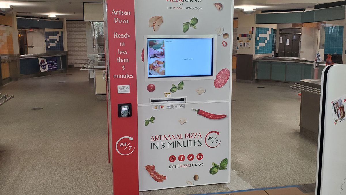 The indoor PizzaForno pizza takeaway machine located inside the NASA building in Houston, Texas.