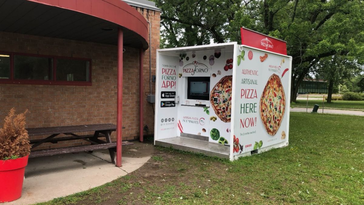 An automated pizza vending machine located at 14 Typhoon Lane, Borden. 