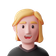 A 3d avatar of a woman with blond hair that is wearing a black shirt.